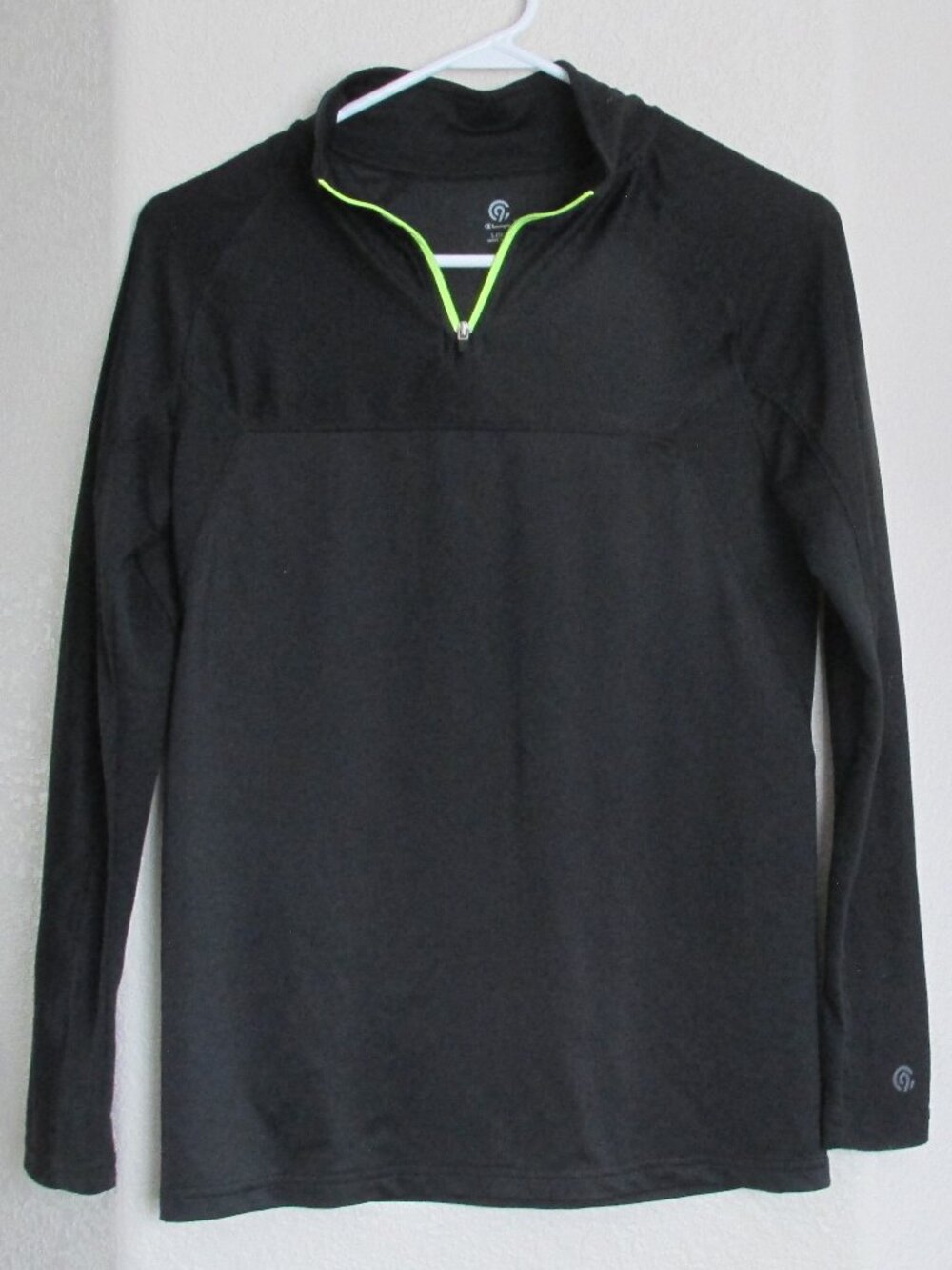 Champion Pullover Polo Shirt Youth Boys L 12/14 Blac Long Sleeve Collar 1/4 Zip